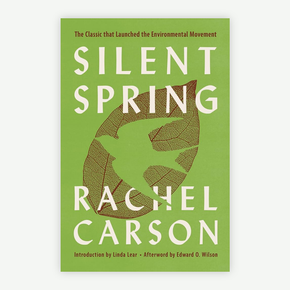 Book cover of Silent Spring by Rachel Carson, classic environmental book on toxic chemicals and pollution.